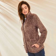 Veste zippée, maille peluche - T52 - Taupe - Outdoor Collection - Blancheporte