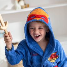 Peignoir de bain enfant personnalisable super-héros à capuche - Bleu - Coton - Colombine Des Petits - Blancheporte