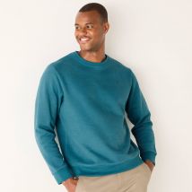 Sweat chaud col rond brodé poitrine maille côtelée - Taille 2xl - Bleu - Blancheporte