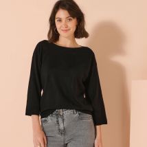 Pull col bateau manches 3/4 - Taille 54 - Noir - Blancheporte