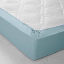Drap-housse uni jersey bonnets 26 cm - Bleu - Coton/jersey - Colombine - Blancheporte