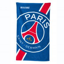 Drap de bain enfant PSG personnalisable, éponge et velours coton - 320g/m2 - Bleu - Coton/velours - Psg - Blancheporte