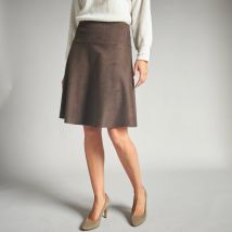 Jupe patineuse aspect suédine - T52 - Marron - Lora Zellini - Blancheporte