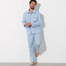 Pyjama uni popeline polyester/coton - Taille M - Bleu - Blancheporte