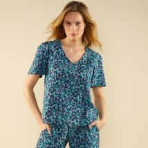 Blouse imprimé minimaliste manches courtes - Taille 36 - Vert - Blancheporte
