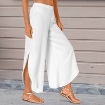 Pantalon large, bas fendus - Blanc - Taille 48 - Viscose - Blancheporte