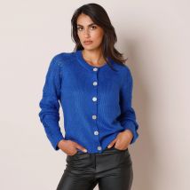 Cardigan boutons "bijoux" - Taille 54 - Bleu - Blancheporte