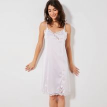 Fond de robe en satin antistatique - Taille 50 - Blanc - Blancheporte