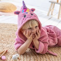 Peignoir de bain enfant licorne à capuche microfibre toute douce - Blancheporte