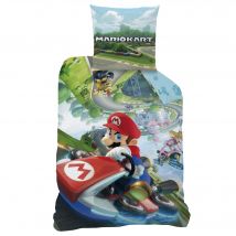 Parure de lit Mario Kart coton - Bleu - Coton - Mario Kart - Blancheporte