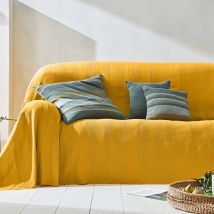 Plaid ou jeté uni coton tissage artisanal - Blancheporte