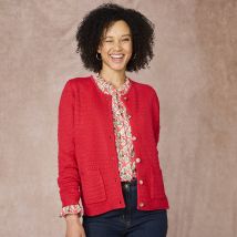 Cardigan maille fantaisie - Taille 52 - Rouge - Blancheporte