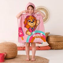 Poncho de bain enfant Pat'Patrouille personnalisé éponge et velours coton - 320g/m² - Rose - Coton/velours - Patpatrouille - Blancheporte