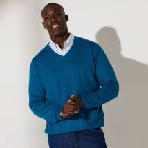 Pull uni col V - Taille L - Bleu - Blancheporte