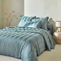 Linge de lit satin rayé - Vert - Coton/satin/satin De Coton - Colombine - Blancheporte