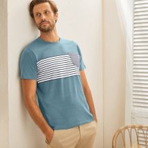T-shirt rayé manches courtes - Taille L - Bleu - Blancheporte