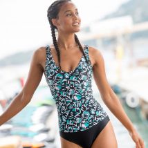 Maillot de bain 1 pièce Upala effet tankini - Noir - Taille 50 - Blancheporte