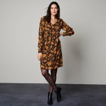Robe voile Georgette imprimé végétal stylisé - Taille 54 - Noir - Blancheporte