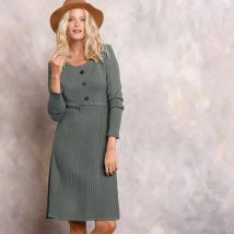 Robe pull boutonnée - Taille 50 - Kaki - Blancheporte