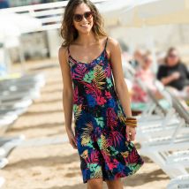 Robe évasée imprimée - Taille 50 - Noir - Blancheporte