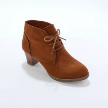 Bottines lacées à talon fantaisie - Marron - Taille 38 - Blancheporte