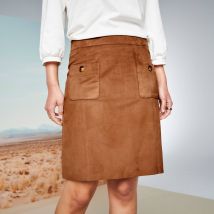 Jupe évasée, suédine - Taille 50 - Marron - Blancheporte