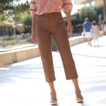 Pantacourt droit cargo - Taupe - Taille 44 - Coton - Blancheporte