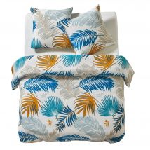 Parure de lit Palma imprimée feuilles de palmier en coton - Blancheporte