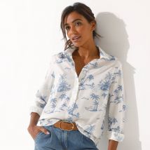 Chemise imprimé toile de jouy - Blanc - Taille 42 - Coton - Blancheporte