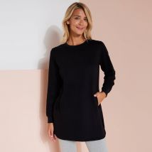 Sweat long, molleton gratté - Taille 50 - Noir - Blancheporte