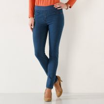 Jegging denim taille élastiquée - grande stature - Taille 44 - Bleu - Blancheporte