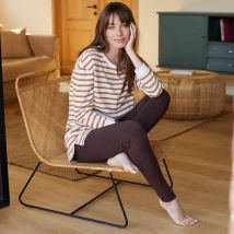 Pyjama molleton rayé avec legging - Taille 58 - Écru - Blancheporte