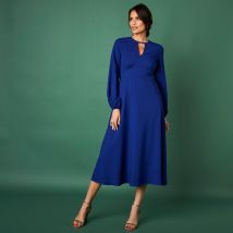 Robe mi-longue évasée unie - Taille 40 - Bleu - Blancheporte