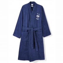 Peignoir de bain adulte FFF col kimono, éponge bouclette - Bleu - Coton - Fff - Blancheporte