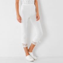 Legging 3/4 dentelle, taille élastiquée - Blanc - Taille 54 - Jersey - Lora Zellini - Blancheporte