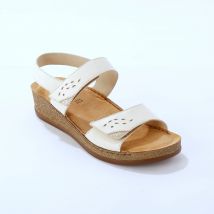 Sandales scratchées largeur confort en cuir - Blancheporte