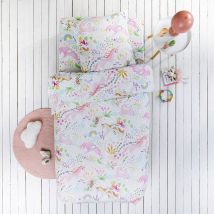 Linge de lit enfant Rêve imprimé licornes - coton - Blanc - Coton - Colombine Des Petits - Blancheporte