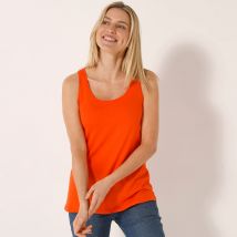 Débardeur uni col rond, coton biologique(**) - Orange - Taille 54 - Coton - Blancheporte