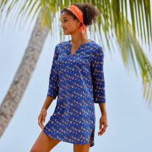 Tunique de plage imprimée - Bleu - Taille 56 - Viscose - Blancheporte