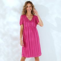 Robe courte unie, voile jacquard - Taille 52 - Violet - Blancheporte
