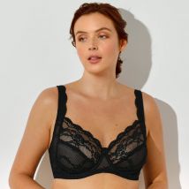 Soutien-gorge minimiseur grand maintien en dentelle - avec armatures - Noir - 95E - Blancheporte