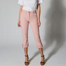 Pantacourt droit retroussable, jean - Taille 44 - Rose - Blancheporte