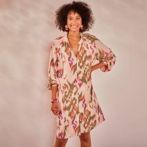 Robe chemisier imprimée - Beige - Taille 50 - Viscose - Blancheporte