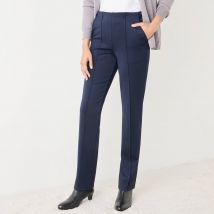 Pantalon droit effet ventre plat, maille - Taille 54 - Bleu - Blancheporte