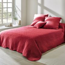 Couvre-lit uni style boutis Cassandre - Rouge - Coton - Colombine - Blancheporte