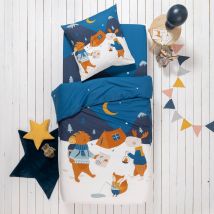 Linge de lit enfant imprimé Rando - coton - Blanc - Coton - Colombine Des Petits - Blancheporte