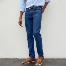 Jean droit 100% coton élastiqué côtés - entrej. 82 cm - Bleu - Taille 58 - Coton - Blancheporte