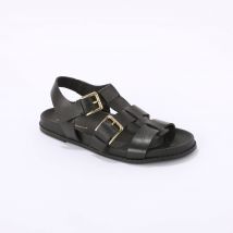 Sandales plates en cuir - Noir - Taille 41 - Blancheporte