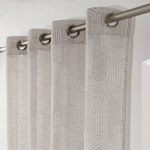 Voilage motif géométrique - finition œillets - Blancheporte