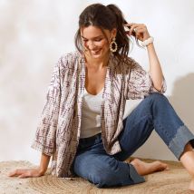 Veste kimono fluide, imprimé tie dye - Écru - Taille 38 - Viscose - Coeur Au Sud - Blancheporte